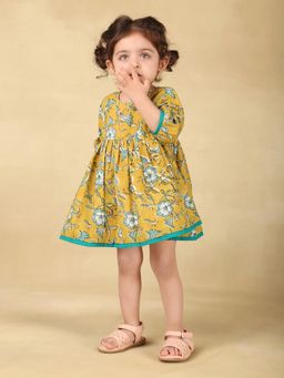 Fabindia - Green Cotton Hand Block Printed Dress