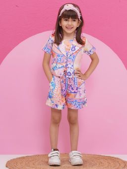 AJ Dezines - Multi-Color Top with Short And Jacket For Girls (Set of 3)
