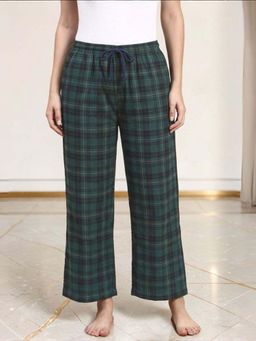 Kryptic - Women Cotton Baggy Fit Checks Pyjama with Side Pocket