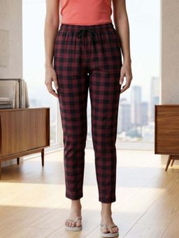 Kryptic - Women Cotton Straight Fit Checks Pyjama with Side Pocket