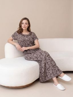 Sweet Dreams - Women Abstract Printed Full Length Night Dress