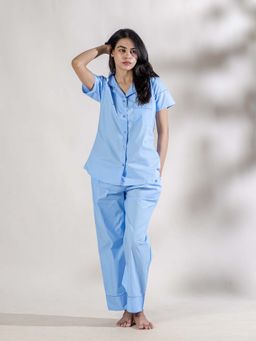 PIU - Women Cotton Nightsuit Set - Blue
