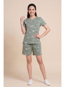 Zivame - Knit Cotton Short Set -Green
