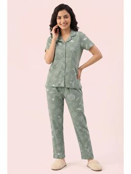 Zivame - Knit Cotton Pyjama Set - Green