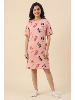 Zivame - Mickey and Friends Knit Cotton Dress - Pink