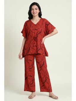 Zivame - Woven Kaftan Set - Rust