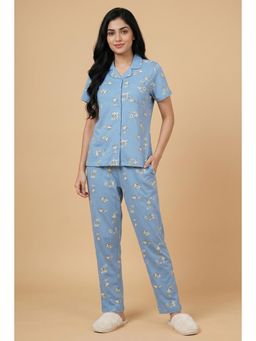 Zivame - Farm Lore Knit Cotton Pyjama Set - Blue