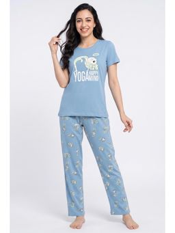 Zivame - Farm Lore Knit Cotton Pyjama Set - Blue