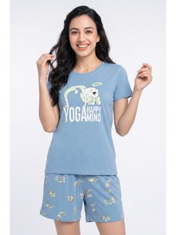 Zivame - Farm Lore Knit Cotton Short Set - Blue