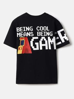 United Colors of Benetton - Black Relaxed Fit Round Neck Graphic Print T-Shirt