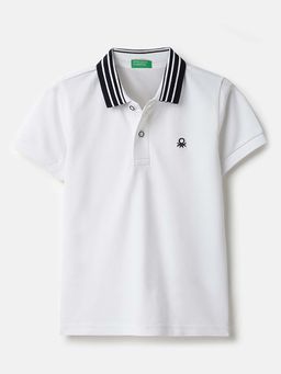United Colors of Benetton - White Regular Fit Solid Polo T-Shirt