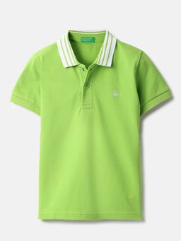 United Colors of Benetton - Green Regular Fit Solid Polo T-Shirt
