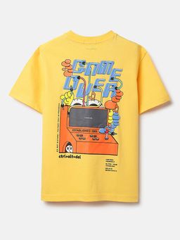 United Colors of Benetton - Yellow Relaxed Fit Round Neck Graphic Print T-Shirt