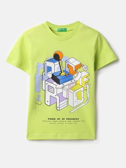 United Colors of Benetton - Green Regular Fit Round Neck Graphic Print T-Shirt