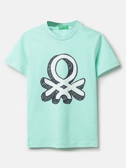 United Colors of Benetton - Green Regular Fit Round Neck Printed T-Shirt