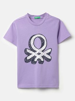 United Colors of Benetton - Purple Regular Fit Round Neck Printed T-Shirt