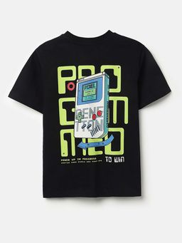 United Colors of Benetton - Black Relaxed Fit Round Neck Graphic Print T-Shirt