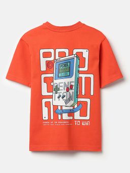 United Colors of Benetton - Orange Relaxed Fit Round Neck Graphic Print T-Shirt