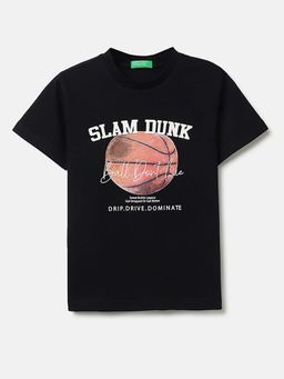 United Colors of Benetton - Black Regular Fit Round Neck Graphic Print T-Shirt