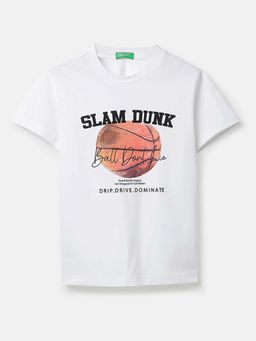 United Colors of Benetton - White Regular Fit Round Neck Graphic Print T-Shirt