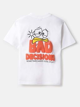 United Colors of Benetton - White Relaxed Fit Round Neck Graphic Print T-Shirt