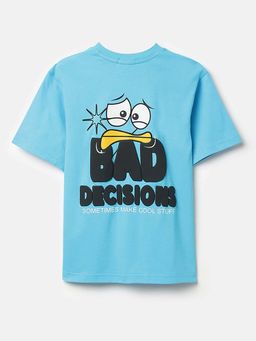 United Colors of Benetton - Blue Relaxed Fit Round Neck Graphic Print T-Shirt