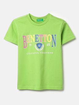 United Colors of Benetton - Green Regular Fit Round Neck Typography Print T-Shirt