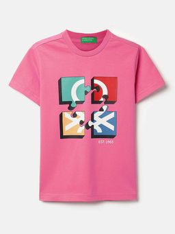 United Colors of Benetton - Pink Regular Fit Round Neck Graphic Print T-Shirt