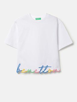 United Colors of Benetton - White Regular Round Neck Embroidered T-Shirt