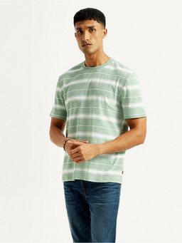 Levi's - Mens Stripes Light Green Crew Neck T-Shirt