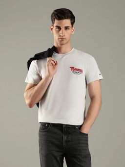 Tommy Hilfiger - Grey Logo Slim Fit Cotton T-Shirt
