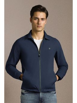 Louis Philippe - Mens Casual Navy Blue Solid Jacket