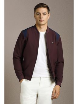 Louis Philippe - Mens Casual Maroon Solid Jacket