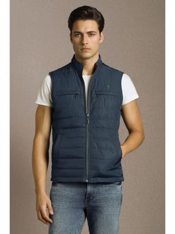 Louis Philippe - Mens Casual Navy Blue Solid Reversible Jacket