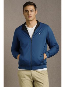 Louis Philippe - Mens Casual Blue Solid Reversible Jacket