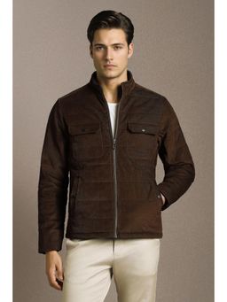 Louis Philippe - Mens Casual Brown Solid Jacket