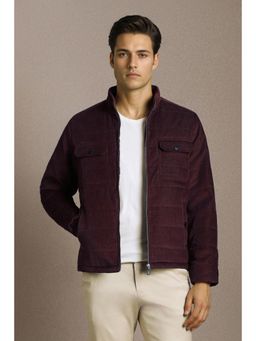 Louis Philippe - Mens Casual Maroon Solid Jacket