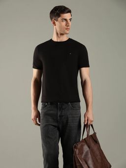 Tommy Hilfiger - Black Solid Regular Fit Cotton T-Shirt