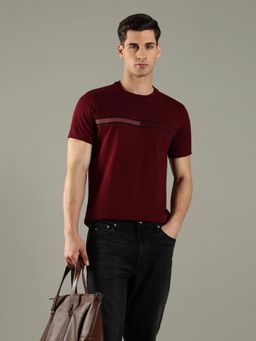 Tommy Hilfiger - Burgundy Embroidered Logo Regular Fit Cotton T-Shirt