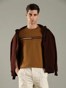 Tommy Hilfiger - Brown Embroidered Logo Regular Fit Cotton T-Shirt