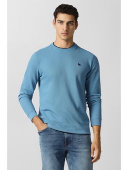 Van Heusen - Mens Blue Textured Crew Neck Sweatshirt