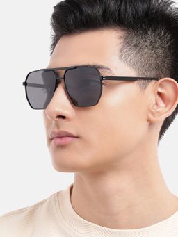 Carlton London - Black Toned with Polarised Lens Rectangle Sunglasses (CLSM430)