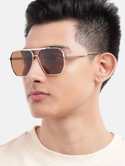 Carlton London - Gold Toned with Polarised Lens Oversized Sunglasses (CLSM431)