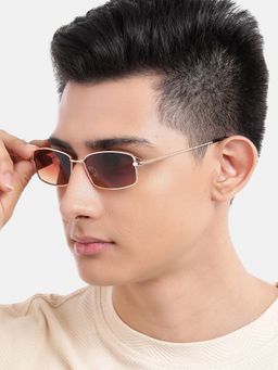 Carlton London - Gold Toned with Uv Protected Lens Rectangle Sunglasses (CLSU422)