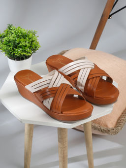 Bruno Manetti - Women Slip On Casual Wedges Tan