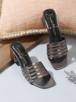 Bruno Manetti - Women Slip On Casual Sandal Heels Grey