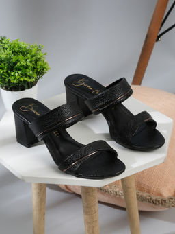 Bruno Manetti - Women Slip On Casual Sandal Heels Black