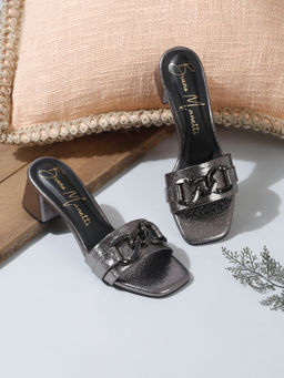 Bruno Manetti - Women Slip On Casual Sandal Heels Grey