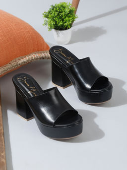 Bruno Manetti - Women Slip On Casual Sandal Heels Black