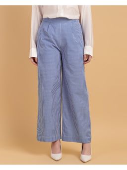 Sands of India - Wide Leg Blue Gingham Trouser